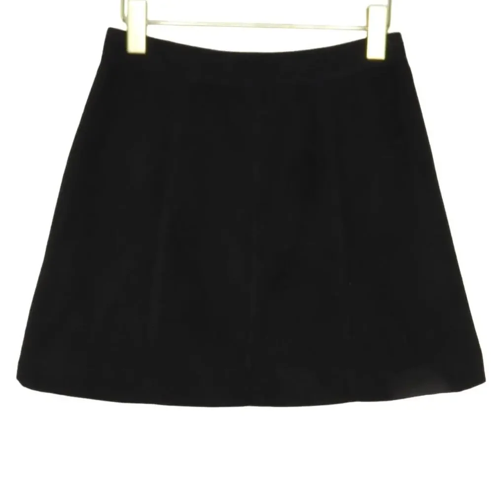 H&M Black Button Up A-Line Mini Skirt Skater Skirt Cute Size 4